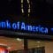 Night view of logo of the Bank of America Tower. It is an