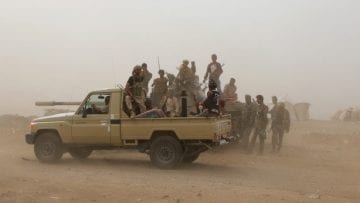 Members of UAE-backed southern Yemeni separatist forces are seen during clashes with government forces in Aden