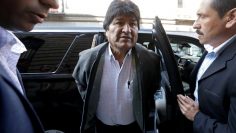 Bolivia’s former President Evo Morales arrives for a news conference, in Mexico City