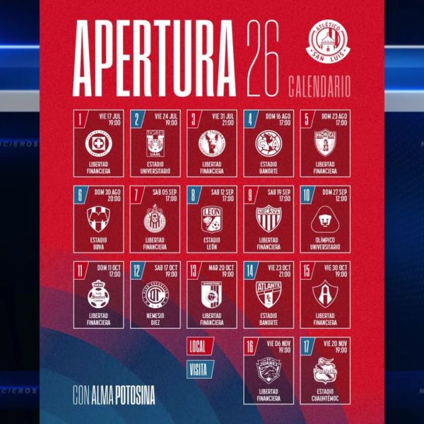 Atlético de San Luis dio a conocer su calendario del Torneo de Apertura 2026 7 Froi01Calendario
